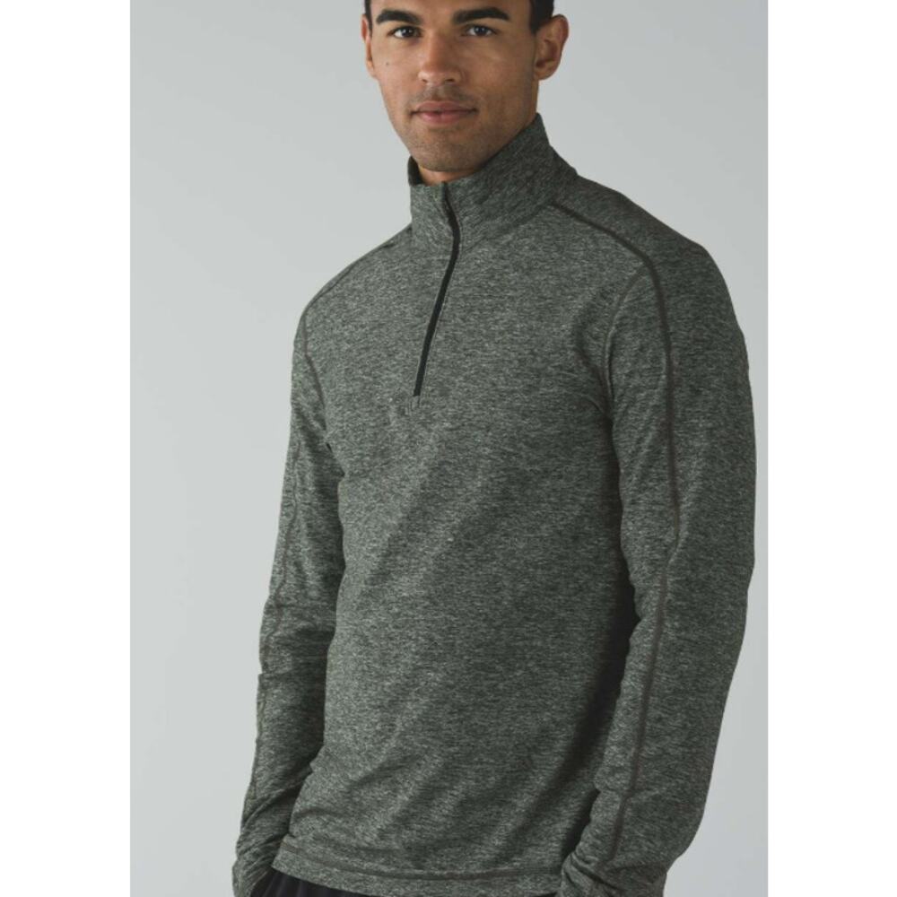 Lululemon Men's Surge Green Space Dye Quarter Zip Pullover Active Top Size L